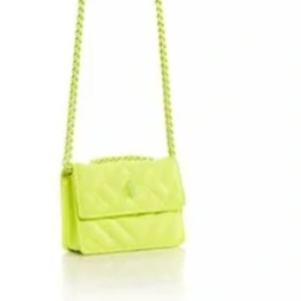 KURT GEIGER LONDON Micro Kensington Neon Yellow Leather Crossbody - Picture 2 of 7